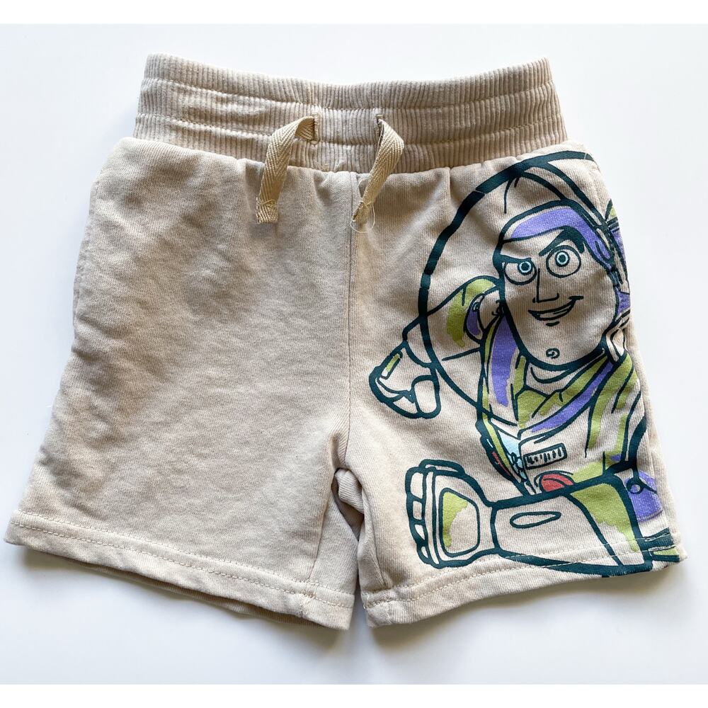 Toddler Boy's Toy Story Buzz Lightyear Beige Sweat Shorts Size 3T